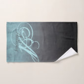 Elegantes Grau Schwarz-Rustikales Monogramm Badhandtuch Set (Handtuch)