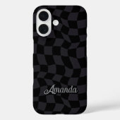 Elegantes grau-schwarzes kariertes Monogramm Case-Mate iPhone Hülle (Rückseite)
