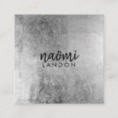 Elegantes, grau silberfarbenes, modernes, quadrati quadratische visitenkarte (Vorderseite)