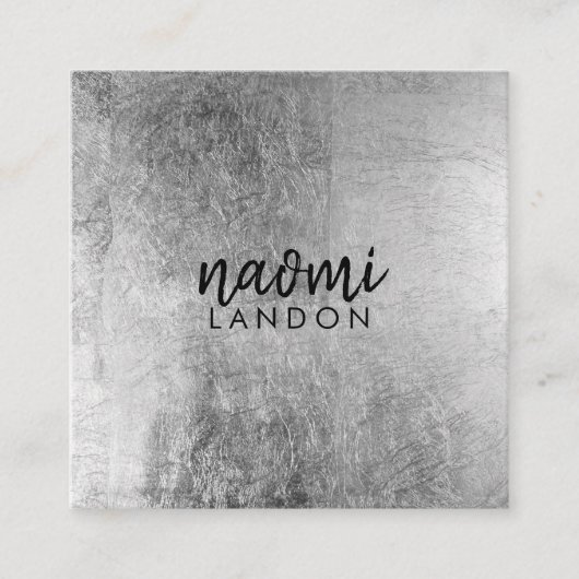 Elegantes, grau silberfarbenes, modernes, quadrati quadratische visitenkarte (Vorderseite)