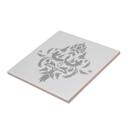 Elegantes, grau Single Damask Design Fliese (Seite)