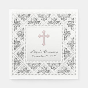 Elegantes Grau und Rosa Kreuz Serviette