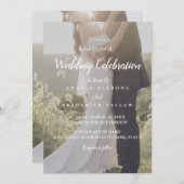 Elegantes Grau und Weiß mit Foto Hochzeit im Hinte Einladung (Vorne/Hinten)