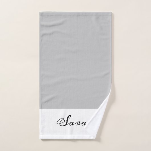 Elegantes Grau-Weiß-Kalligrafie-Badetuch-Set Badhandtuch Set (Handtuch)