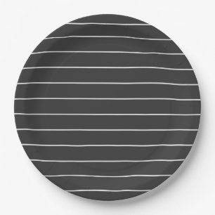 Elegantes Grau-Weiß-Pinstripe-Muster Pappteller