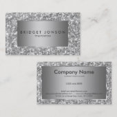 Elegantes, grau-weißes, glänzendes Glitzer-Muster Visitenkarte (Vorne/Hinten)