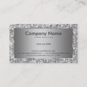 Elegantes, grau-weißes, glänzendes Glitzer-Muster Visitenkarte (Rückseite)