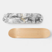 Elegantes, grau-weißes, modernes Marmorgold-Monogr Skateboard (Horizontal)