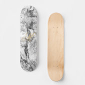 Elegantes, grau-weißes, modernes Marmorgold-Monogr Skateboard (Vorderseite)