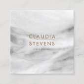 Elegantes, grau-weißes, schwarzes Marmormuster Quadratische Visitenkarte (Vorderseite)