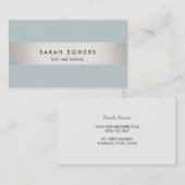 Elegantes Graublau Moderne IMITATE Silberstreifen Visitenkarte (Vorne/Hinten)