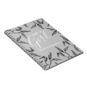 Elegantes graues Aquarellblatt Girl Notizblock (Rechte Seite)