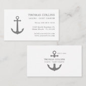 Elegantes graues Berufliches Ankerlogo Visitenkarte (Vorne/Hinten)