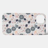 Elegantes graues blaues Blumenmuster Case-Mate iPhone Hülle (Rückseite (Horizontal))