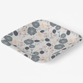 Elegantes graues blaues Pfirsichblumenmuster Pappteller (Gewinkelt)