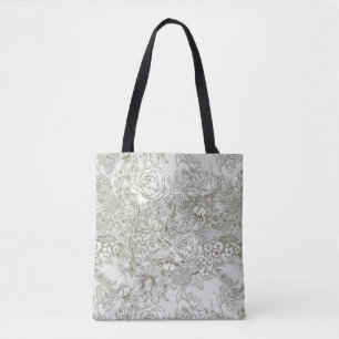 Elegantes graues Blumen-Toile Tasche
