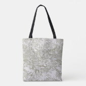 Elegantes graues Blumen-Toile Tasche (Rückseite)