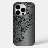 Elegantes graues Blumengeflecht auf Grau Case-Mate iPhone Hülle (Rückseite)