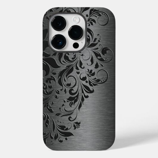 Elegantes graues Blumengeflecht auf Grau Case-Mate iPhone Hülle (Rückseite)