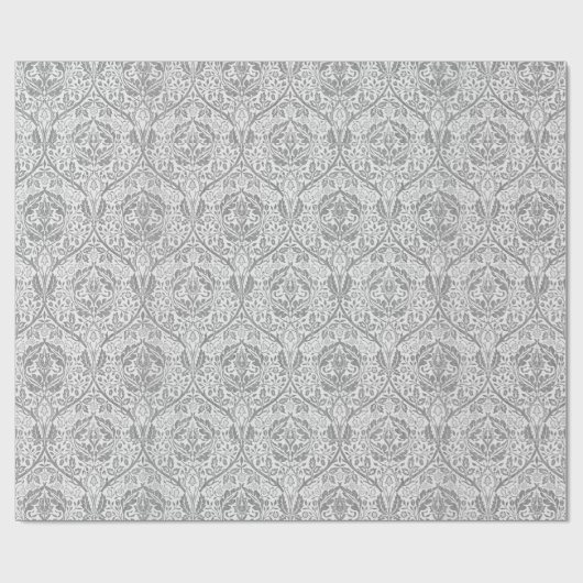 Elegantes graues Blumenmuster Geschenkpapier (Flach)