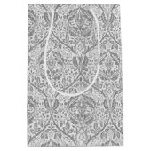 Elegantes graues Blumenmuster Mittlere Geschenktüte (Vorderseite)