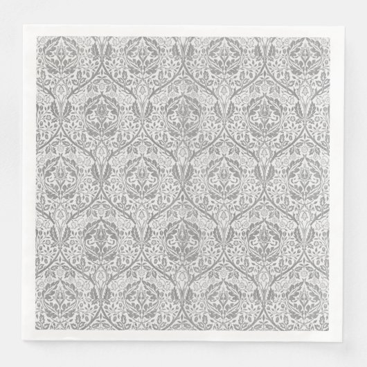 Elegantes graues Blumenmuster Serviette (Vorderseite)