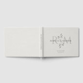 Elegantes graues botanisches Monogramm-Hochzeit Gästebuch (Voll)