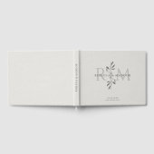 Elegantes graues botanisches Monogramm-Hochzeitsgä Gästebuch (Voll)