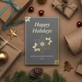 Elegantes graues Business-Logo Weihnachten Folien Feiertagskarte