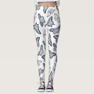 Elegantes graues Butterflies Weißes Design Leggings
