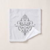 Elegantes graues Damask einfaches Stripmuster Badhandtuch Set (Waschlappen)