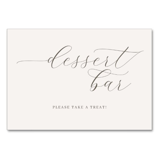 Elegantes graues Dessert-Bar-Schild Tischnummer (Vorderseite)