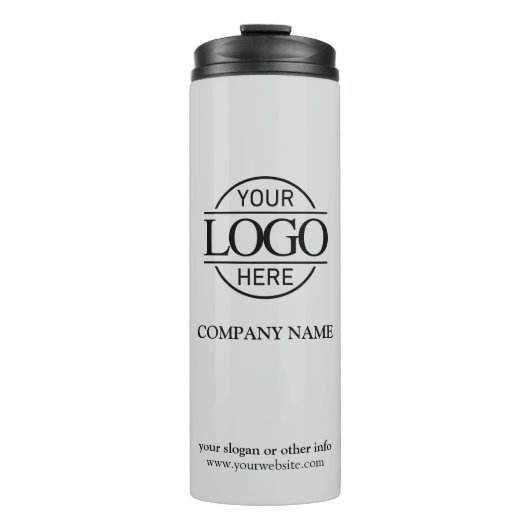 Elegantes Graues Firmenlogo Thermosbecher (Vorderseite)