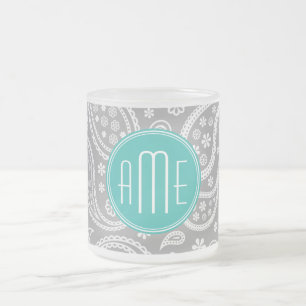Elegantes graues Floral-Paisley-Muster und blaues Mattglastasse
