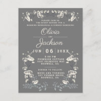 Elegantes graues, florales Abendessen nach der Pro