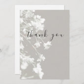 Elegantes, graues, florales Flachbild Dankeschön K Dankeskarte (Vorne/Hinten)