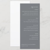 Elegantes graues formelles Menü Menükarte (Vorne/Hinten)