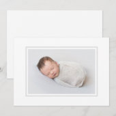 Elegantes Graues Foto Birth Ankündigung (Vorne/Hinten)