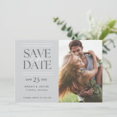 Elegantes graues Foto Hochzeit Speichern Sie das D Ankündigung (Stehend Vorderseite)