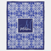 Elegantes graues geometrisches, nahtloses Monogram Fleecedecke (Vorderseite)