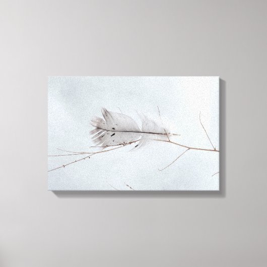 Elegantes, graues Gepunktetes Feather am Zweig Leinwanddruck (Vorderseite)