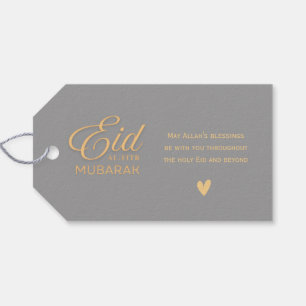 Elegantes graues goldenes Eid-Geschenk-Tag Geschenkanhänger