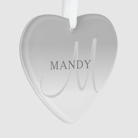 Elegantes graues Gradient benutzerdefinierbares Mo Ornament (Vorderseite)