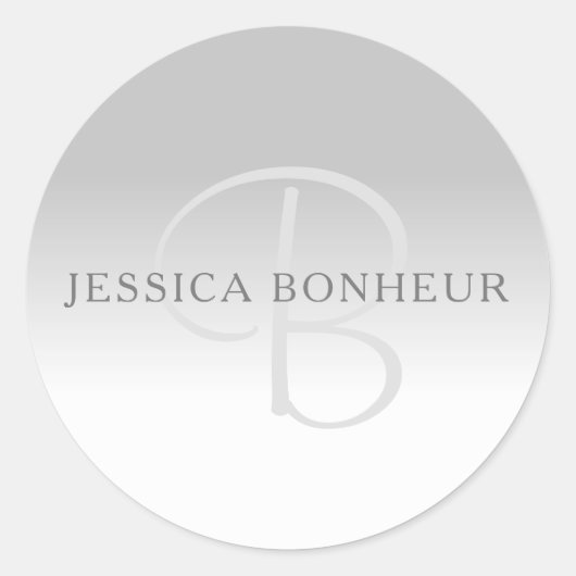 Elegantes graues Gradient benutzerdefinierbares Mo Runder Aufkleber (Vorderseite)