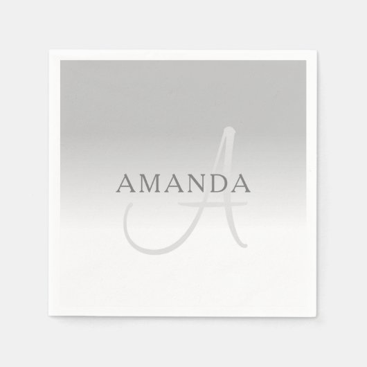 Elegantes graues Gradient benutzerdefinierbares Mo Serviette (Vorderseite)