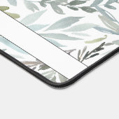 Elegantes graues hellgrünes Blätter Wasserfarbe Schreibtischunterlage (Ecke)