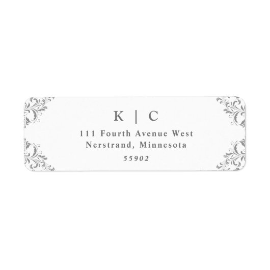 Elegantes Graues Hochzeitrücksendesiegel (Vorne)