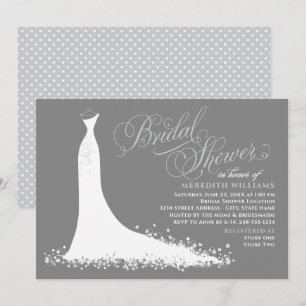Elegantes graues Hochzeitssorn-Brautparty Einladung