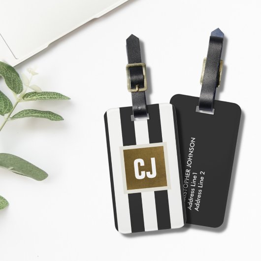 Elegantes graues Imitat mit weißen Streifen Kupfer Gepäckanhänger