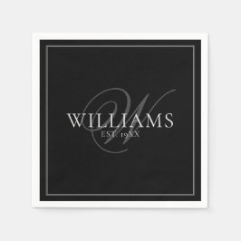 Elegantes graues Monogramm Name Familie formales A Serviette